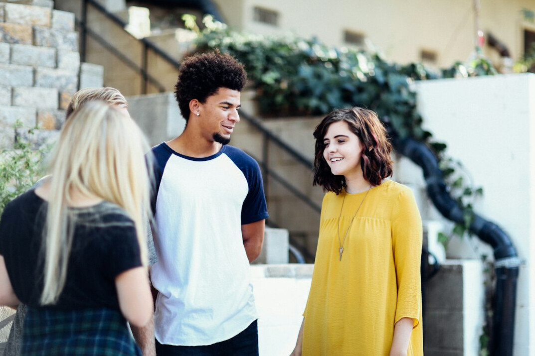 diverse people talking